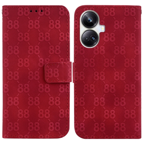 

For Realme 10 Pro+ Double 8-shaped Embossed Leather Phone Case(Red)