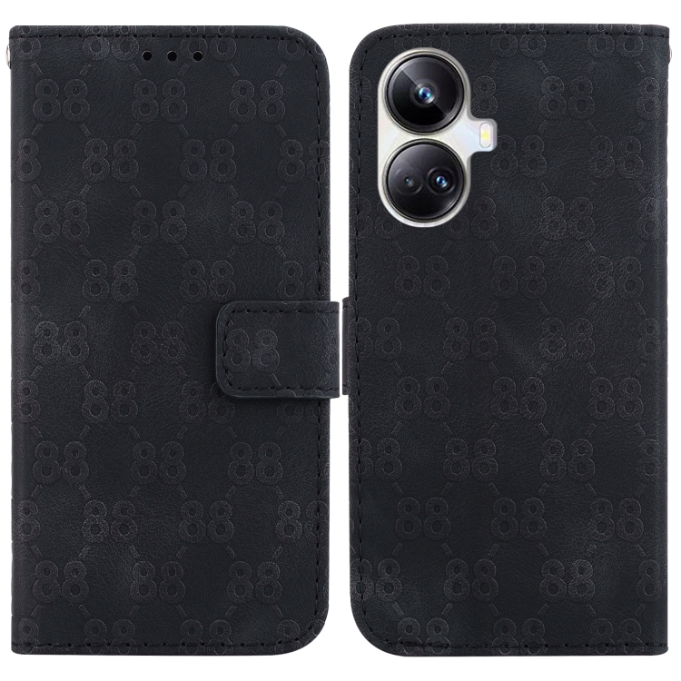 

For Realme 10 Pro+ Double 8-shaped Embossed Leather Phone Case(Black)