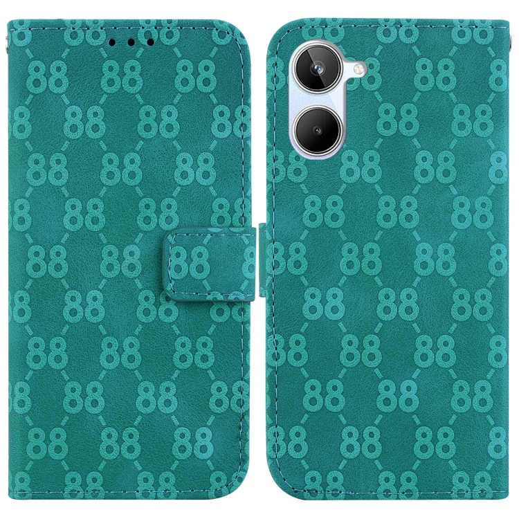

For Realme 10 4G Double 8-shaped Embossed Leather Phone Case(Green)