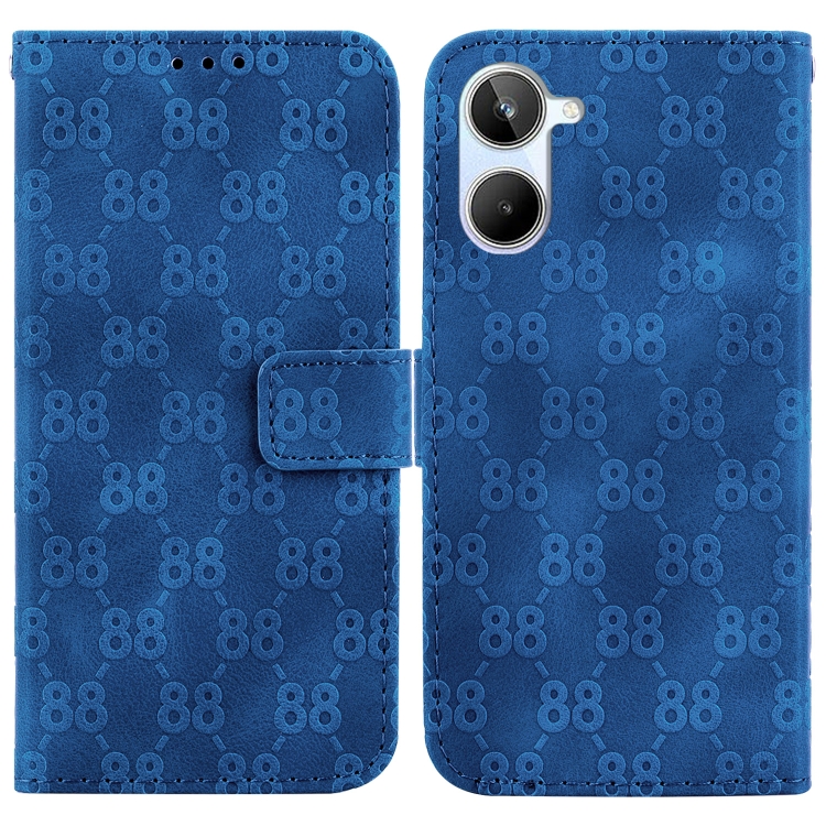 

For Realme 10 4G Double 8-shaped Embossed Leather Phone Case(Blue)