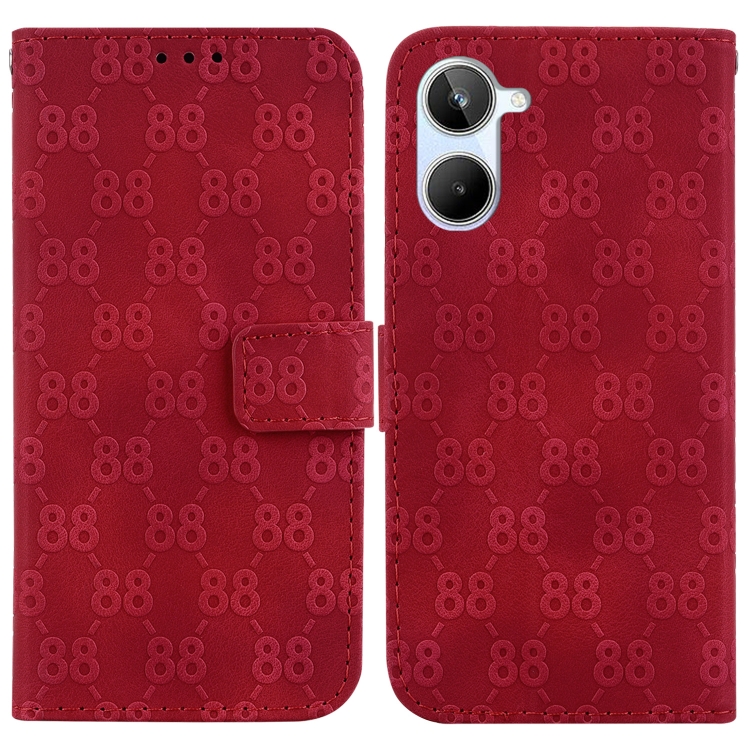 

For Realme 10 4G Double 8-shaped Embossed Leather Phone Case(Red)
