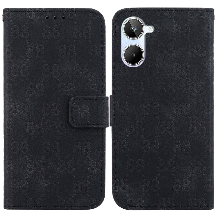 

For Realme 10 4G Double 8-shaped Embossed Leather Phone Case(Black)