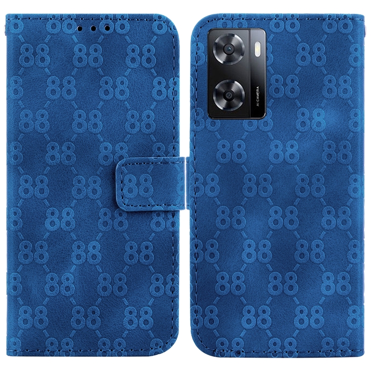 

For OPPO Reno9 Pro Double 8-shaped Embossed Leather Phone Case(Blue)