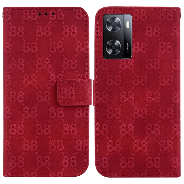 

For OPPO Reno9 Pro Double 8-shaped Embossed Leather Phone Case(Red)