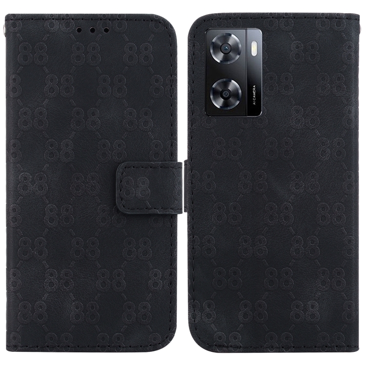 

For OPPO Reno9 Pro Double 8-shaped Embossed Leather Phone Case(Black)