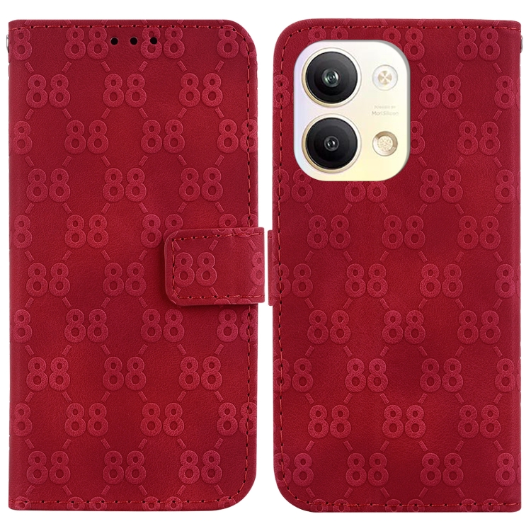 

For OPPO Reno9 Pro+ Double 8-shaped Embossed Leather Phone Case(Red)