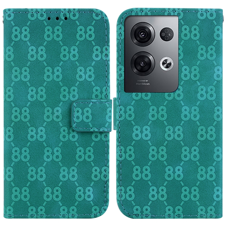 

For OPPO Reno8 5G Double 8-shaped Embossed Leather Phone Case(Green)