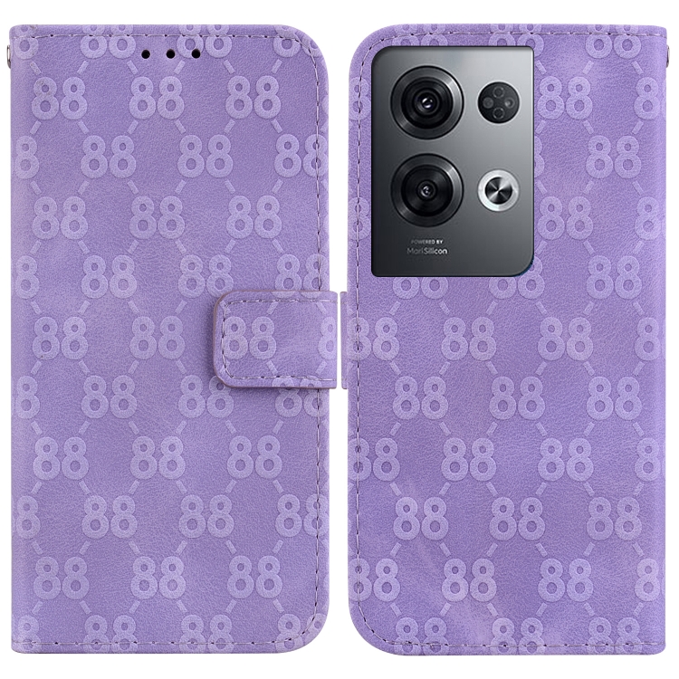 

For OPPO Reno8 5G Double 8-shaped Embossed Leather Phone Case(Purple)