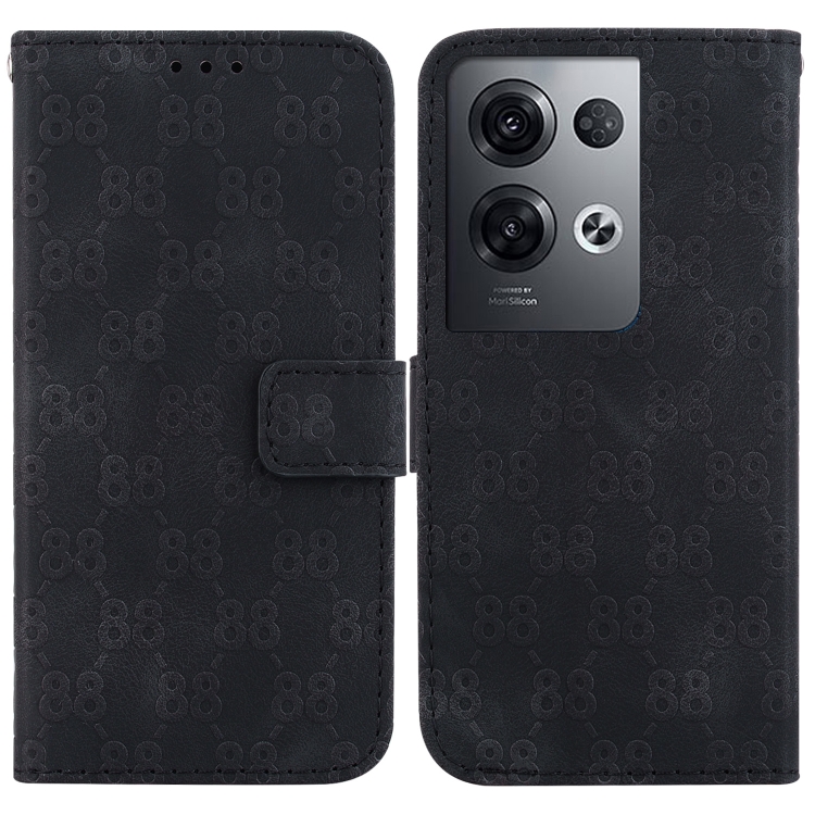 

For OPPO Reno8 5G Double 8-shaped Embossed Leather Phone Case(Black)