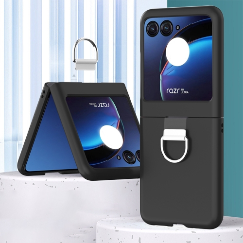 For Motorola Razr 40 Ultra Skin Feel Silicone Foldable Phone Case with Ring(Black)