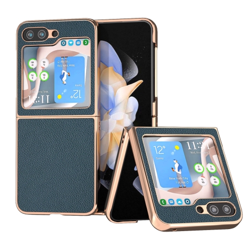 

For Samsung Galaxy Z Flip5 Nano Plating Litchi Texture Phone Case(Green)