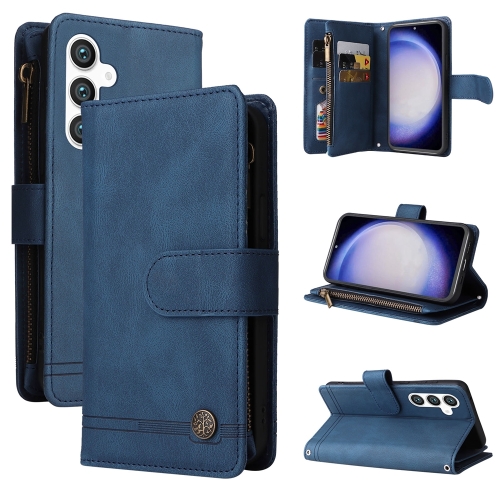 

For Samsung Galaxy S23 FE 5G Skin Feel Multi-Card Wallet Zipper Leather Phone Case(Blue)