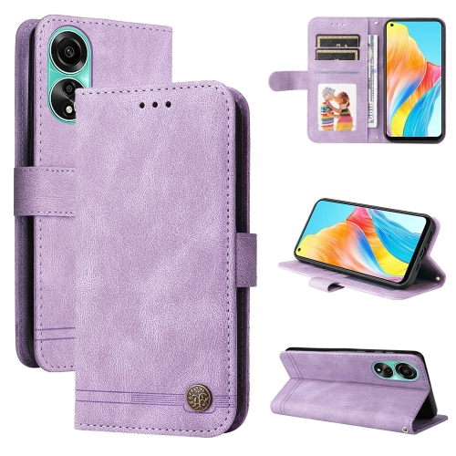 

For OPPO A78 4G Skin Feel Life Tree Metal Button Leather Phone Case(Purple)
