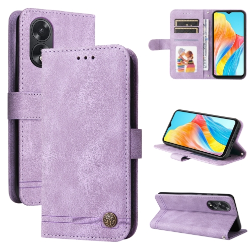 

For OPPO A38 4G / A18 4G Global Skin Feel Life Tree Metal Button Leather Phone Case(Purple)