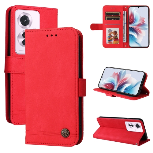 

For OPPO Reno11 F Global / F25 Pro Global Skin Feel Life Tree Metal Button Leather Phone Case(Red)