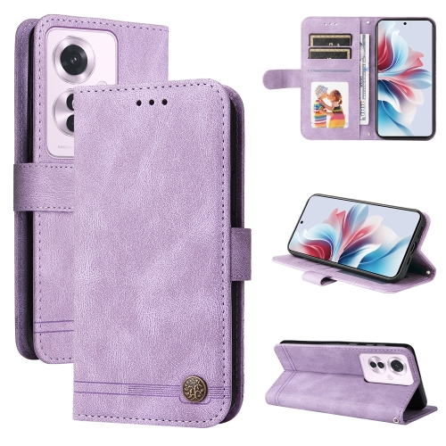 

For OPPO Reno11 F Global / F25 Pro Global Skin Feel Life Tree Metal Button Leather Phone Case(Purple)
