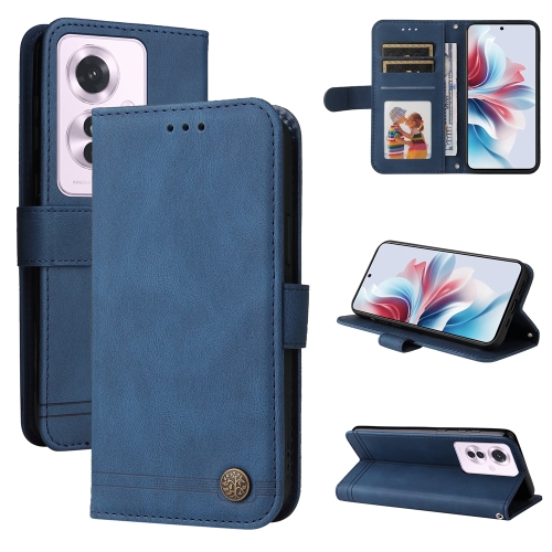 

For OPPO Reno11 F Global / F25 Pro Global Skin Feel Life Tree Metal Button Leather Phone Case(Blue)