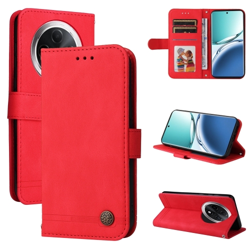 

For OPPO A3 Pro 5G Skin Feel Life Tree Metal Button Leather Phone Case(Red)