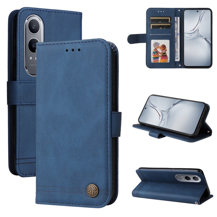 

For OPPO K12x Skin Feel Life Tree Metal Button Leather Phone Case(Blue)