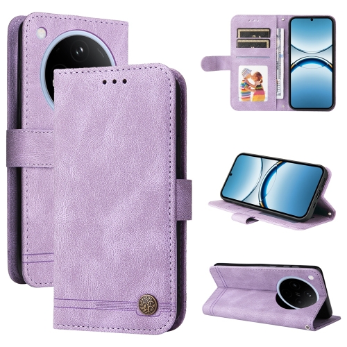 

For OPPO Find X8 Skin Feel Life Tree Metal Button Leather Phone Case(Purple)