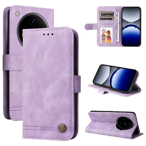 

For OPPO Find X8 Pro Skin Feel Life Tree Metal Button Leather Phone Case(Purple)