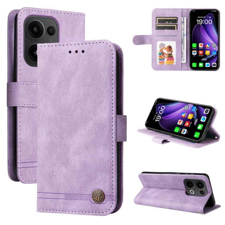 

For OPPO Reno13 / Reno14 / Reno14 F 5G Global Skin Feel Life Tree Metal Button Leather Phone Case(Purple)