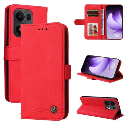 

For OPPO Reno13 Pro Global Skin Feel Life Tree Metal Button Leather Phone Case(Red)