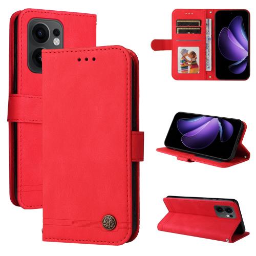 

For OPPO Reno13 F 4G / 5G Skin Feel Life Tree Metal Button Leather Phone Case(Red)