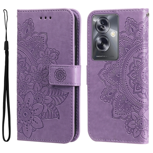 

For OPPO A79 5G 7-petal Flowers Embossing Leather Phone Case(Light Purple)