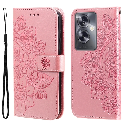 

For OPPO A79 5G Seven-petal Flowers Embossing Leather Phone Case(Rose Gold)