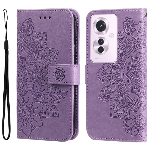 

For OPPO Reno11 F Global / F25 Pro Global 7-petal Flowers Embossing Leather Phone Case(Light Purple)