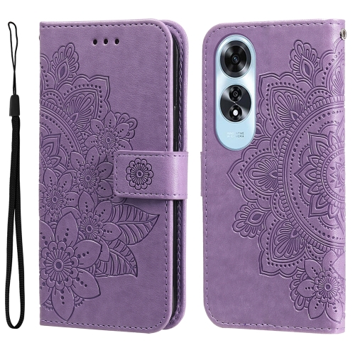 

For OPPO A60 4G Global 7-petal Flowers Embossing Leather Phone Case(Light Purple)