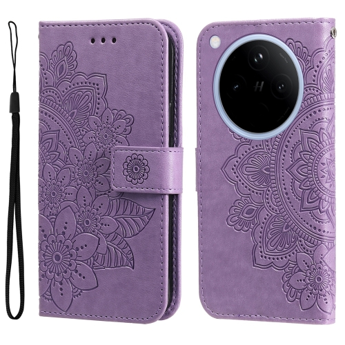 

For OPPO Find X8 Seven-petal Flowers Embossing Leather Phone Case(Light Purple)