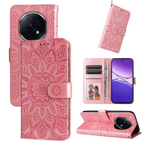 

For OPPO A5 Pro Embossed Sunflower Leather Phone Case(Rose Gold)