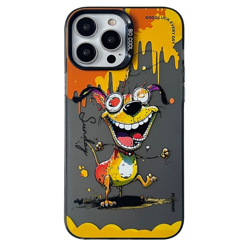 

For iPhone 13 Pro Double Layer Color Silver Series Animal Oil Painting Phone Case(Dance Dog)