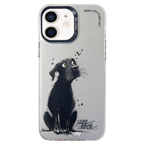 

For iPhone 11 Double Layer Color Silver Series Animal Oil Painting Phone Case(Labrador)