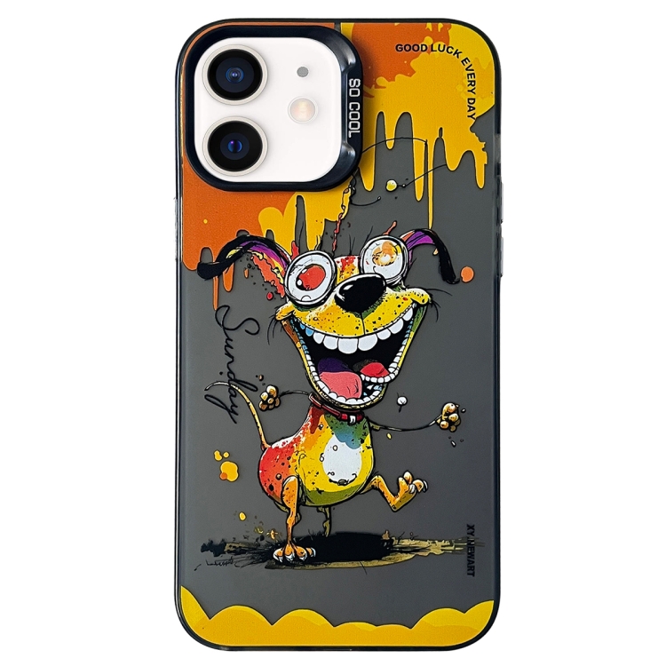 

For iPhone 11 Double Layer Color Silver Series Animal Oil Painting Phone Case(Dance Dog)