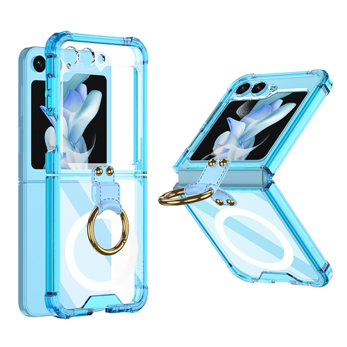 For Samsung Galaxy Z Flip5 GKK MagSafe Airbag Hinge Shockproof Phone Case with Ring Holder(Blue) clear acrylic jewellery display stand for earring necklace bracelet ring jewellery holder jewellery storage rack organisers