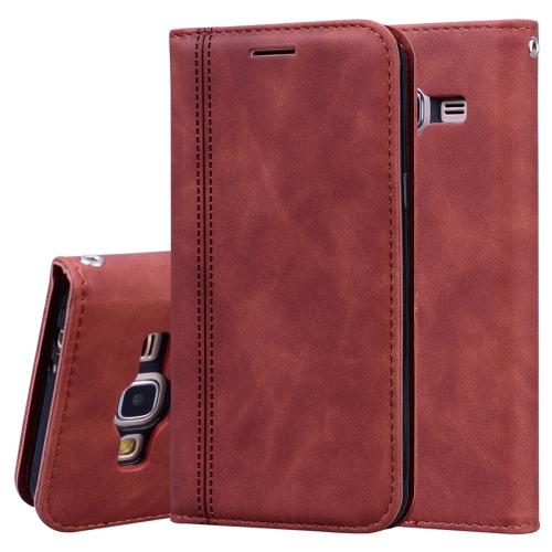 

For Samsung Galaxy J3 (2016) Frosted Business Magnetic Horizontal Flip PU Leather Case with Holder & Card Slot & Lanyard(Brown)