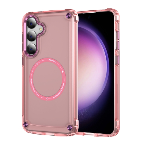 

For Samsung Galaxy S25 5G Skin Feel TPU + PC MagSafe Magnetic Phone Case(Transparent Pink)