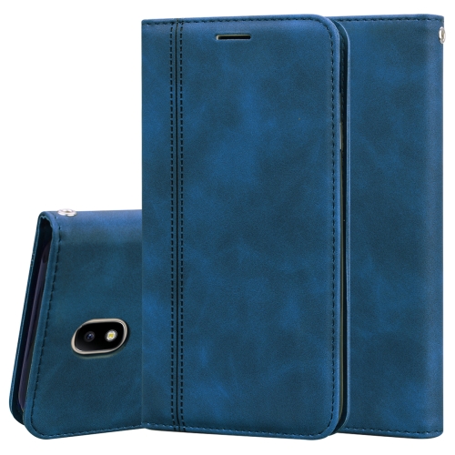 

For Samsung Galaxy J7 / J730 (EU) Frosted Business Magnetic Horizontal Flip PU Leather Case with Holder & Card Slot & Lanyard(Blue)