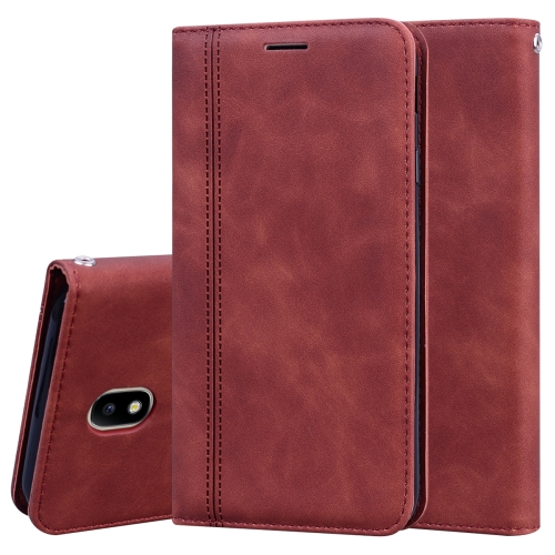 

For Samsung Galaxy J7 / J730 (EU) Frosted Business Magnetic Horizontal Flip PU Leather Case with Holder & Card Slot & Lanyard(Brown)