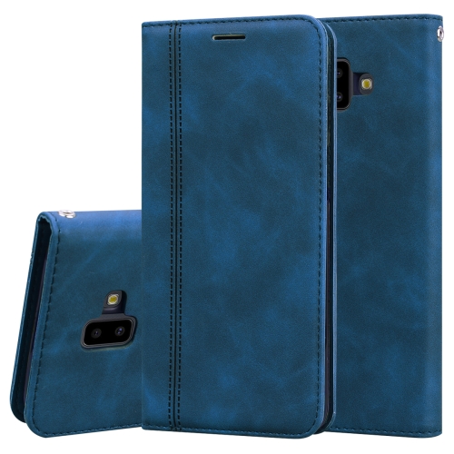 

For Samsung Galaxy J6 Plus (2018) Frosted Business Magnetic Horizontal Flip PU Leather Case with Holder & Card Slot & Lanyard(Blue)