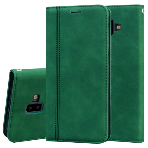 

For Samsung Galaxy J6 Plus (2018) Frosted Business Magnetic Horizontal Flip PU Leather Case with Holder & Card Slot & Lanyard(Green)