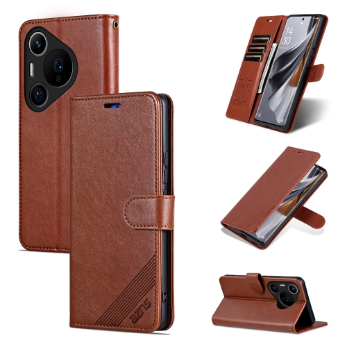 

For Huawei Pura 70 Pro / 70 Pro+ AZNS Sheepskin Texture Flip Leather Phone Case(Brown)