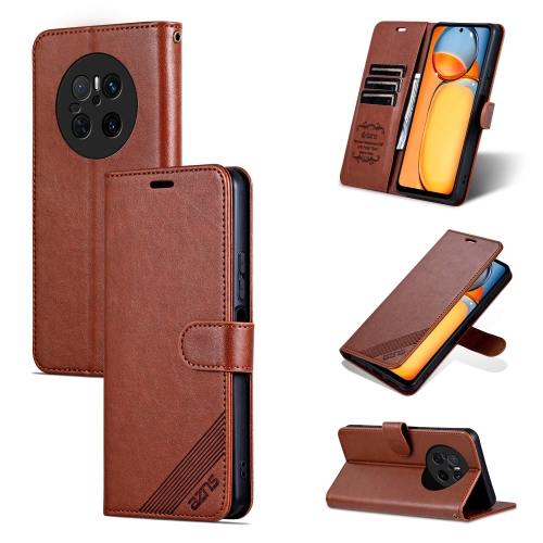 

For Huawei Mate 70 AZNS Sheepskin Texture Flip Leather Phone Case(Brown)