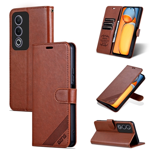 

For OPPO A3 Energy / A3x 5G AZNS Sheepskin Texture Flip Leather Phone Case(Brown)