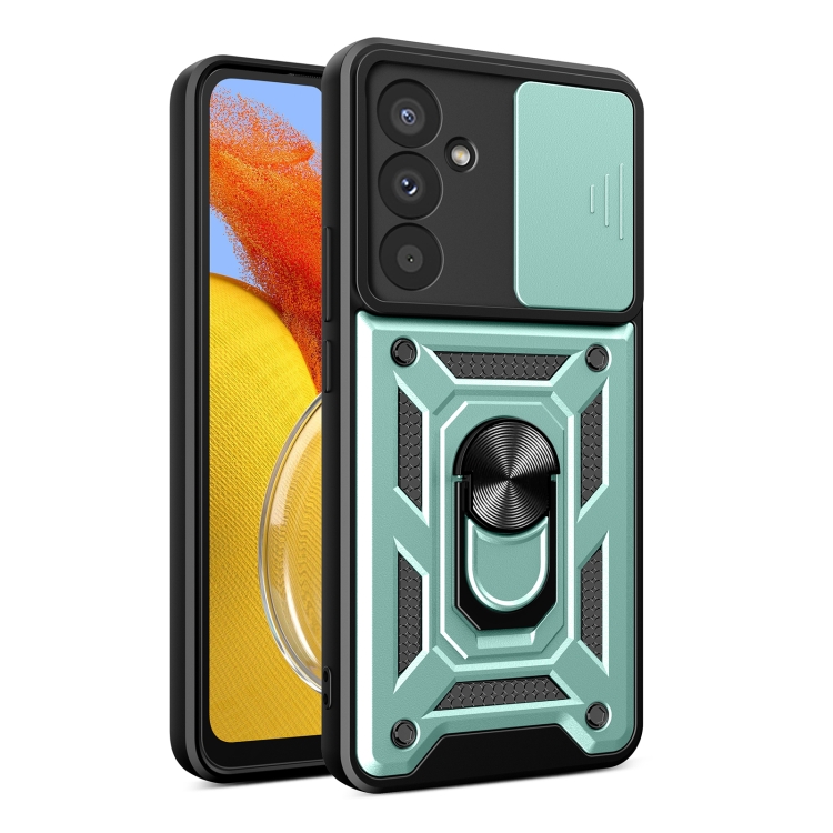 

For Samsung Galaxy M14 5G Sliding Camera Cover Design TPU+PC Phone Case(Green)