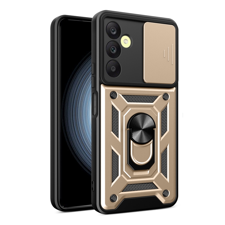 

For Samsung Galaxy A25 5G Sliding Camera Cover Design TPU+PC Phone Case(Gold)