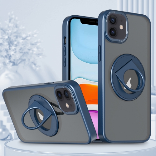 

For iPhone 11 Rotating Ring Magnetic Holder Phone Case(Blue)